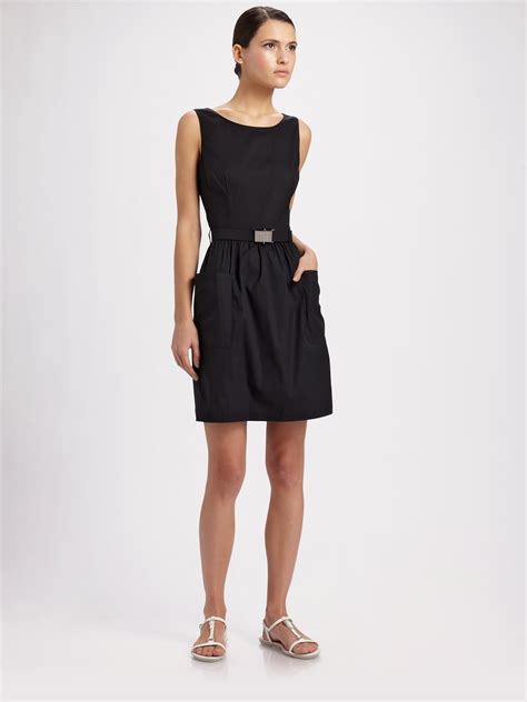 prada black sleeveless high round neckline dress|Prada Dresses for Women .